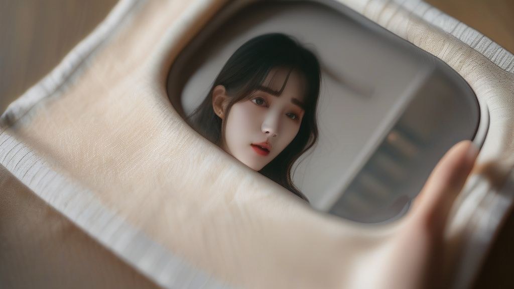 책상 앞에 앉아 연필을 들고 생각에 잠긴 한국인 작가