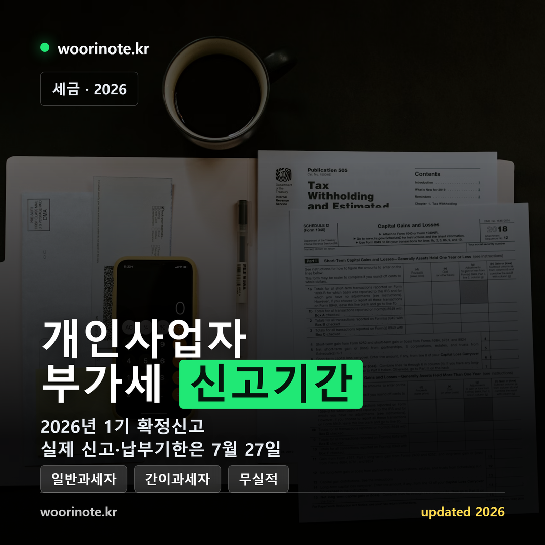 개인사업자 부가세 신고기간, 2026년 7월 27일 기한